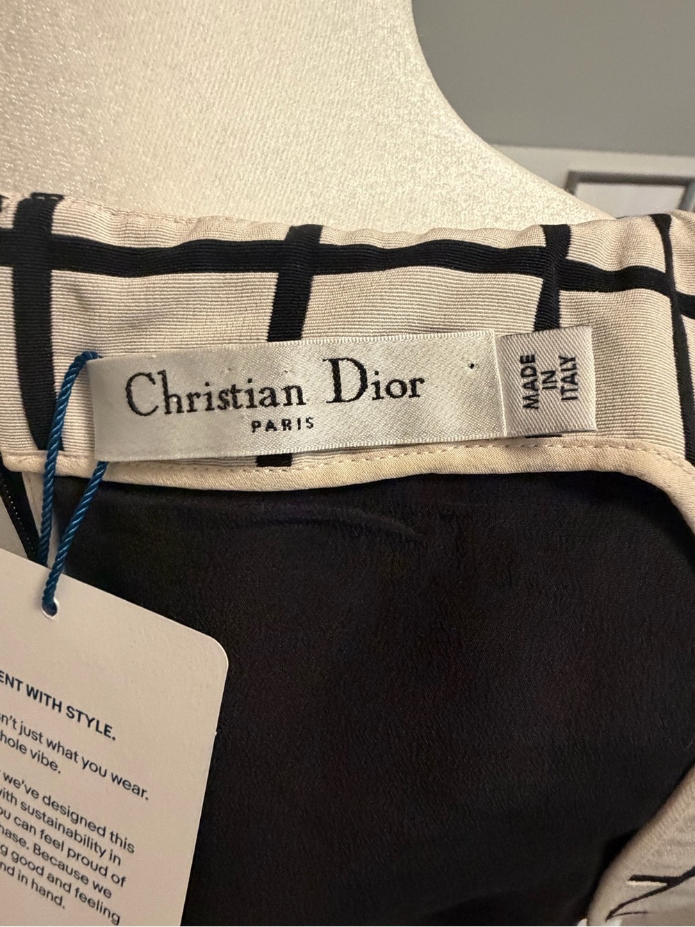 Christian Dior Paris Vintage Cream Black Windowpane Plaid Sheath Dress US 4 - Picture 11 of 13